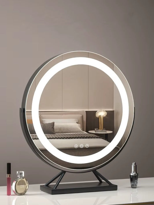 Lighted Vanity Makeup Mirror with Lights 3 Color Lighting Modes with 15X Magnification Mirror Smart Touch Control 360ยฐRotation