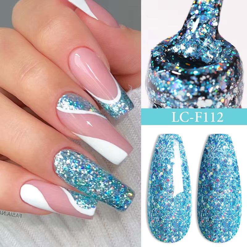 7ML Pink Glitter Nail Gel Polish Nude Natural Long Lasting Manicure Soak off UV LED Nail Art Base Top Coat Gel Varnish