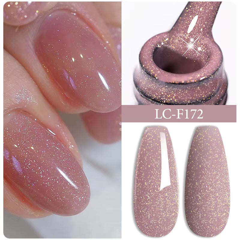 7ML Pink Glitter Nail Gel Polish Nude Natural Long Lasting Manicure Soak off UV LED Nail Art Base Top Coat Gel Varnish