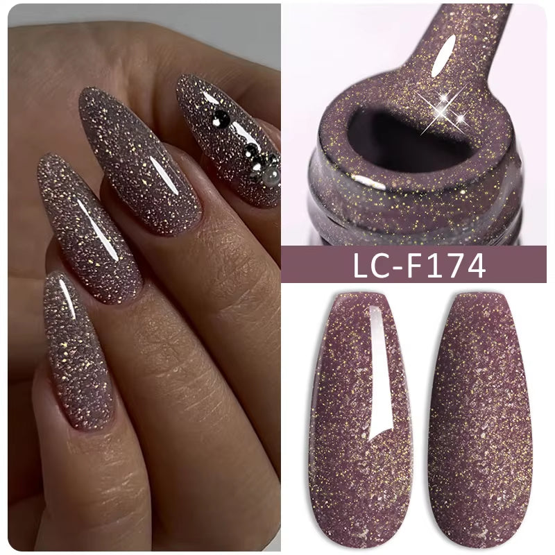 7ML Pink Glitter Nail Gel Polish Nude Natural Long Lasting Manicure Soak off UV LED Nail Art Base Top Coat Gel Varnish