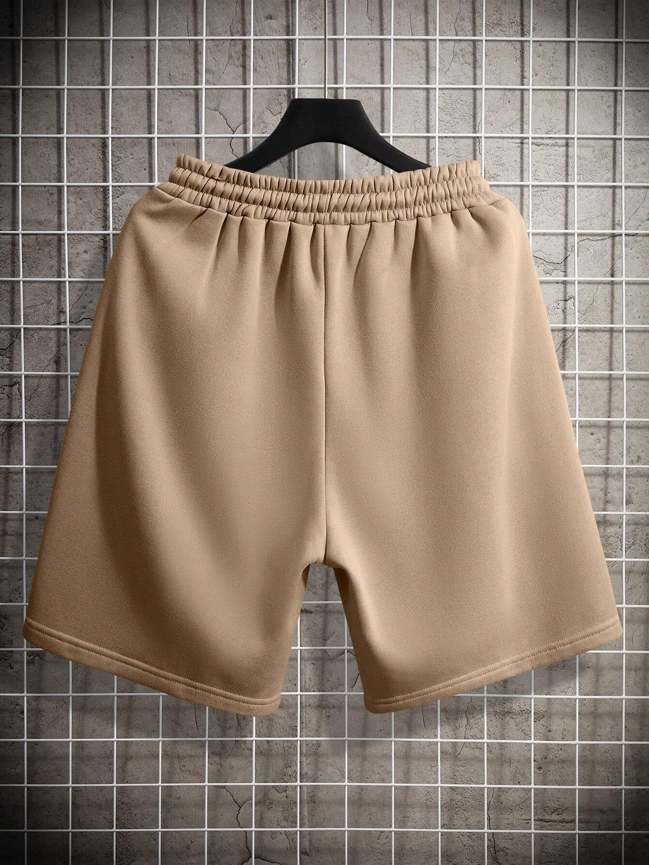 Manfinity Dauomo Men Spring/Summer Casual Solid Color Drawstring Waist Shorts
