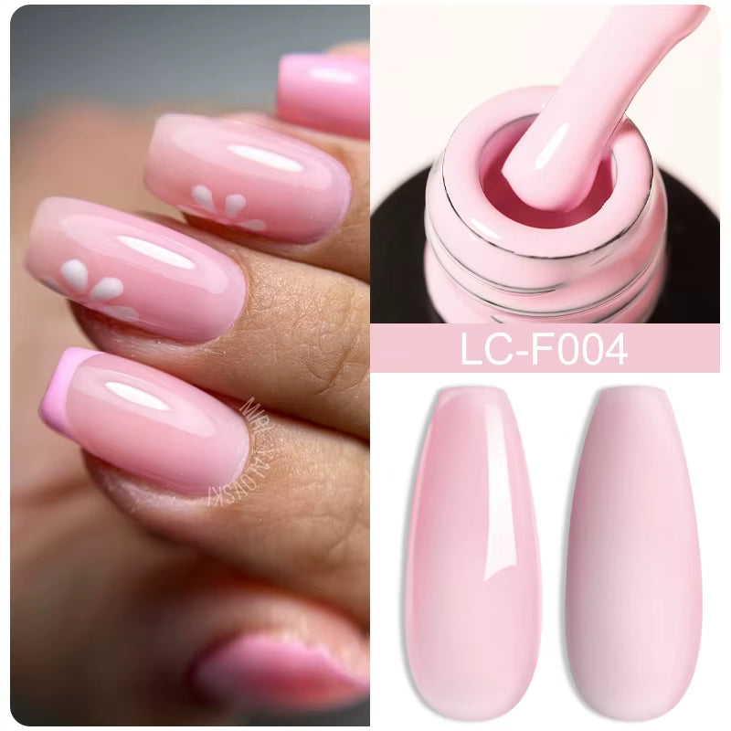 7ML Pink Glitter Nail Gel Polish Nude Natural Long Lasting Manicure Soak off UV LED Nail Art Base Top Coat Gel Varnish