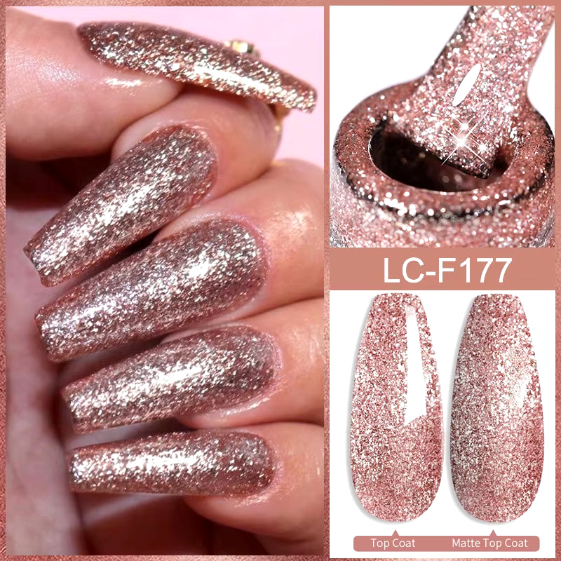 7ML Pink Glitter Nail Gel Polish Nude Natural Long Lasting Manicure Soak off UV LED Nail Art Base Top Coat Gel Varnish