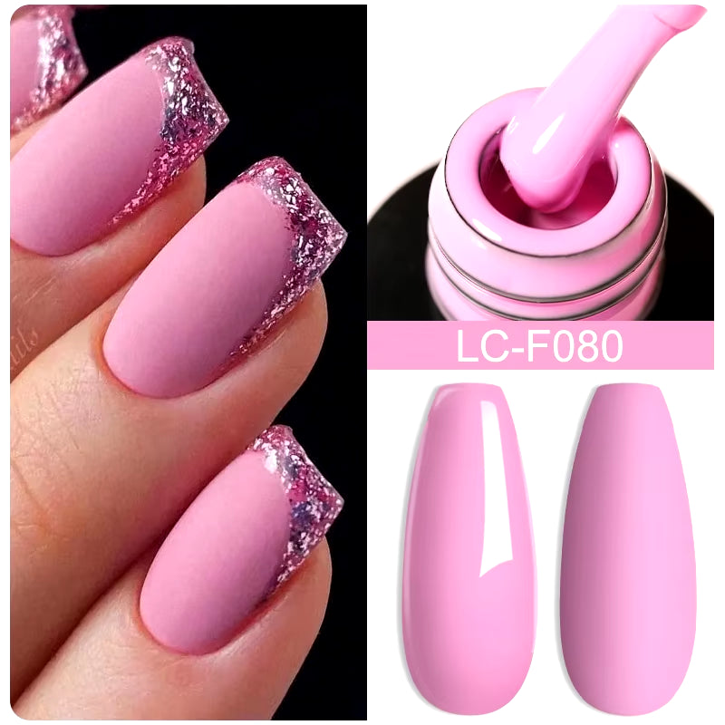 7ML Pink Glitter Nail Gel Polish Nude Natural Long Lasting Manicure Soak off UV LED Nail Art Base Top Coat Gel Varnish