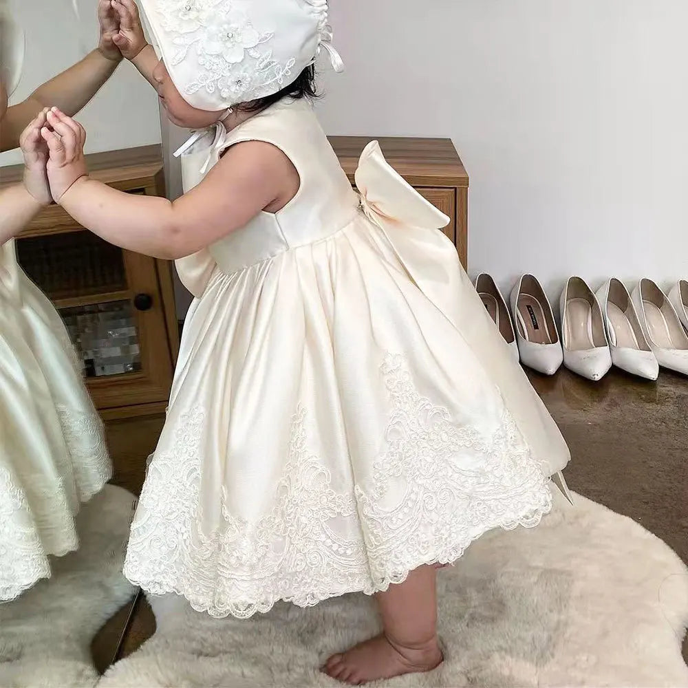 Elegant Dresses For Girls Christmas Solid Lace Girl Party Dress Princess Birthday Wedding New Year Costume Clothes 1-6T