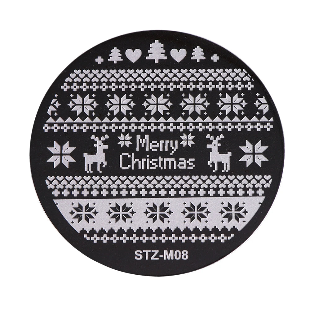 New Year Stamping Plates Snowflakes Santa Deer Snowman Nail Stencils Christmas Nail Art Decorations Stamping Molds FBSTZ-M01-10