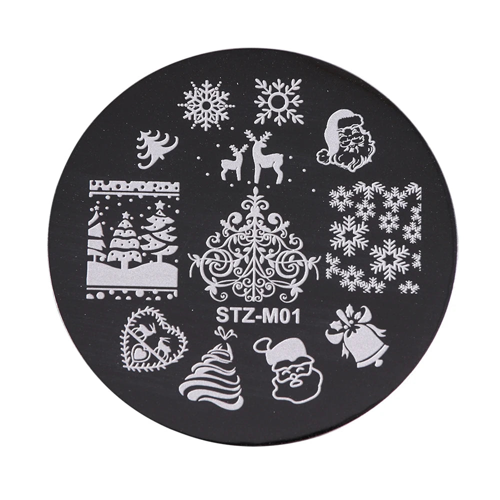 New Year Stamping Plates Snowflakes Santa Deer Snowman Nail Stencils Christmas Nail Art Decorations Stamping Molds FBSTZ-M01-10
