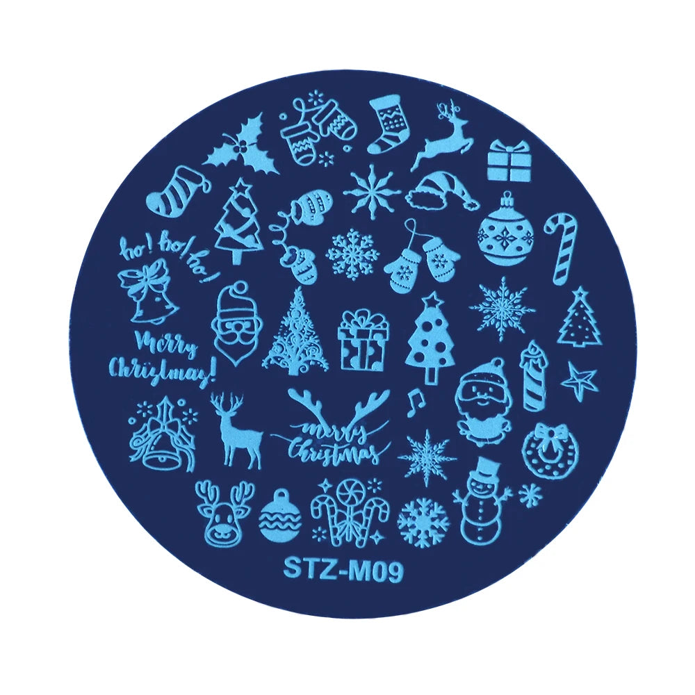 New Year Stamping Plates Snowflakes Santa Deer Snowman Nail Stencils Christmas Nail Art Decorations Stamping Molds FBSTZ-M01-10