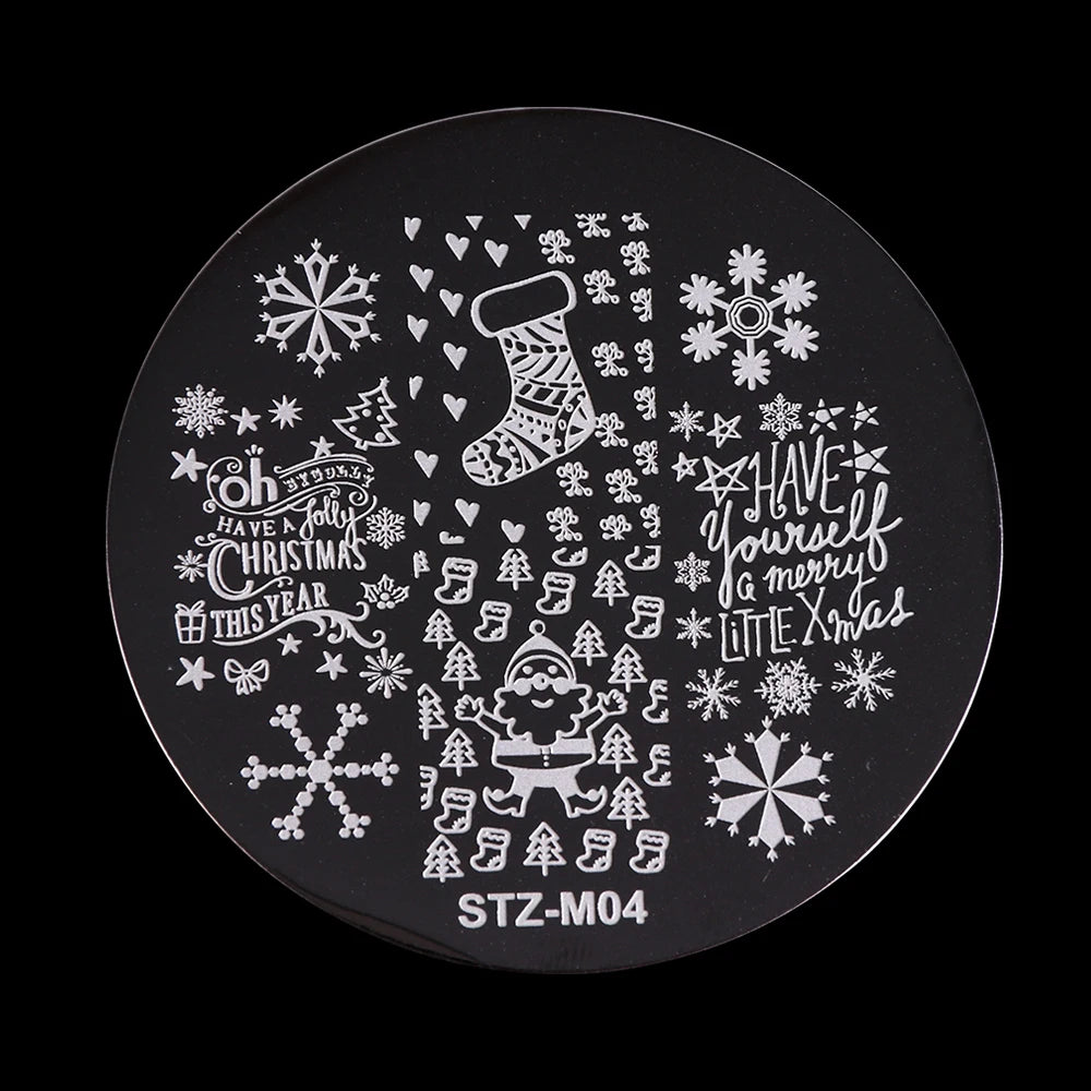 New Year Stamping Plates Snowflakes Santa Deer Snowman Nail Stencils Christmas Nail Art Decorations Stamping Molds FBSTZ-M01-10