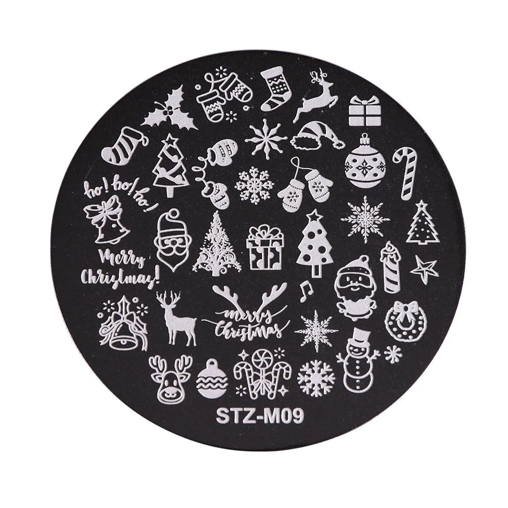New Year Stamping Plates Snowflakes Santa Deer Snowman Nail Stencils Christmas Nail Art Decorations Stamping Molds FBSTZ-M01-10