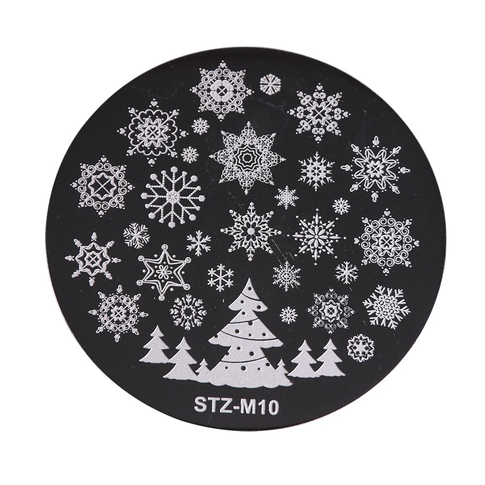 New Year Stamping Plates Snowflakes Santa Deer Snowman Nail Stencils Christmas Nail Art Decorations Stamping Molds FBSTZ-M01-10