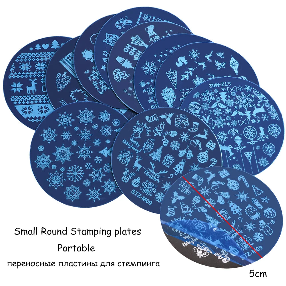 New Year Stamping Plates Snowflakes Santa Deer Snowman Nail Stencils Christmas Nail Art Decorations Stamping Molds FBSTZ-M01-10