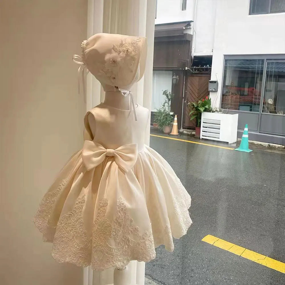 Elegant Dresses For Girls Christmas Solid Lace Girl Party Dress Princess Birthday Wedding New Year Costume Clothes 1-6T