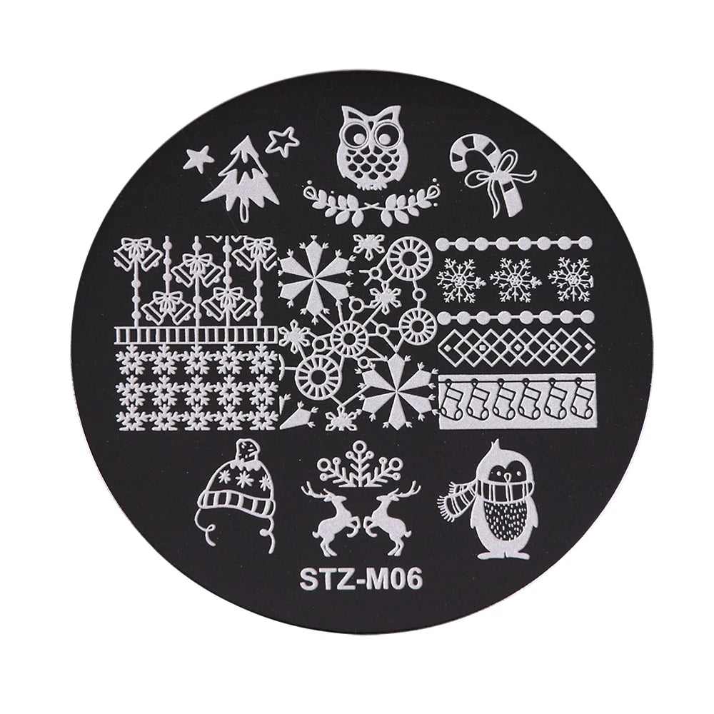 New Year Stamping Plates Snowflakes Santa Deer Snowman Nail Stencils Christmas Nail Art Decorations Stamping Molds FBSTZ-M01-10