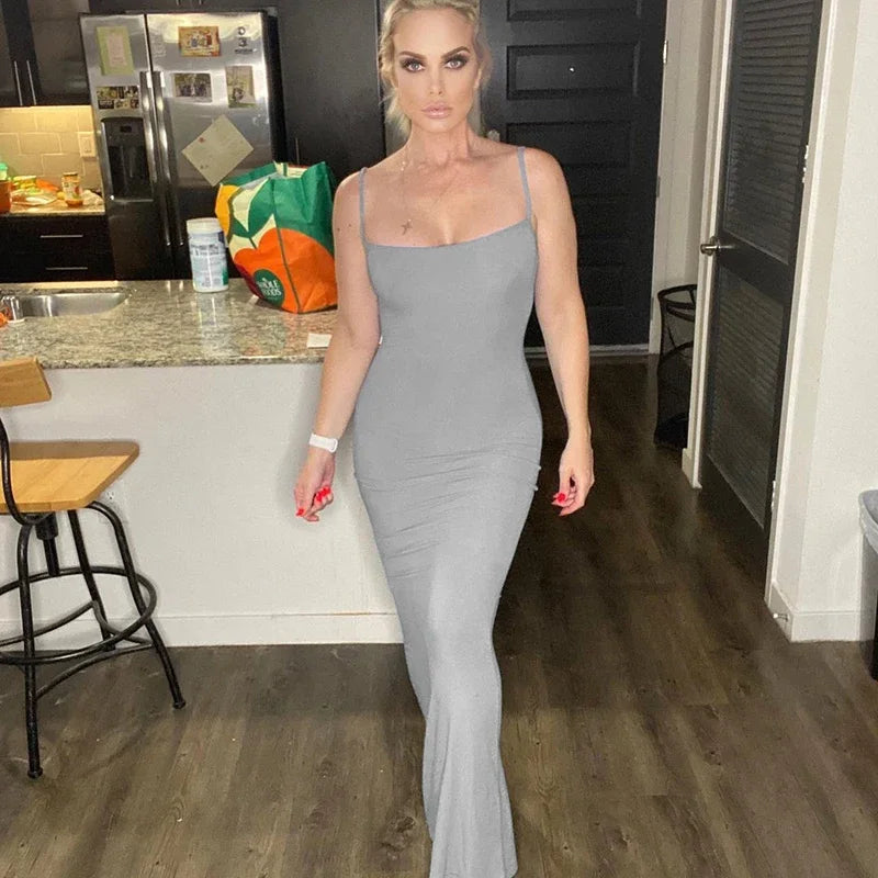 Y2K Sexy Maxi Dress for Women 2025 Autumn Backless Slim Party Dress Pullover Concise платье Female Long Bodycon Brown Vestidos