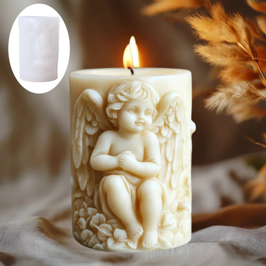 Prayer Angel Candle Silicone Mold More Than Love Angel Boy, Bright God Son Sitting Angel Resin Gypsum Molds New Year Easter Gift