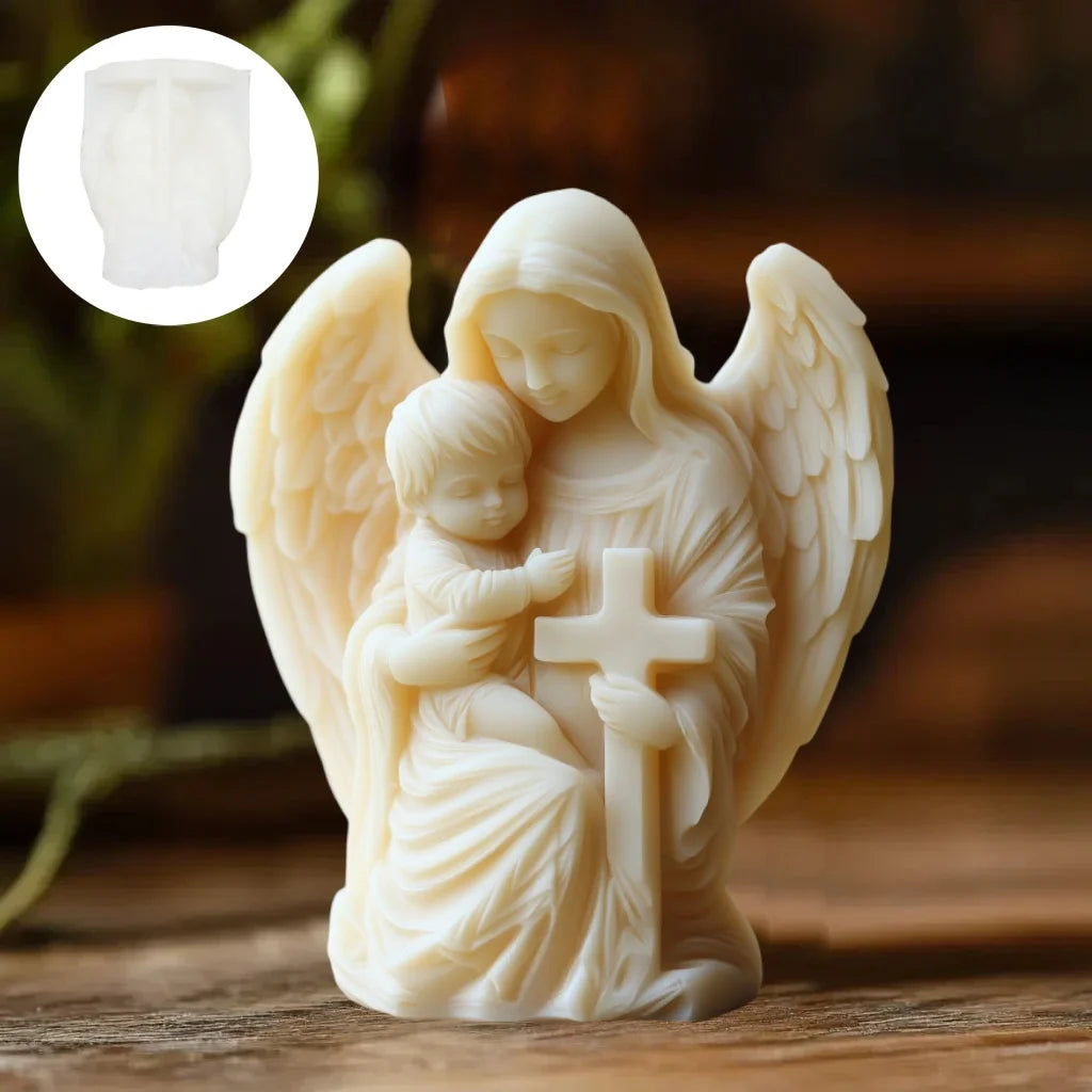 Prayer Angel Candle Silicone Mold More Than Love Angel Boy, Bright God Son Sitting Angel Resin Gypsum Molds New Year Easter Gift