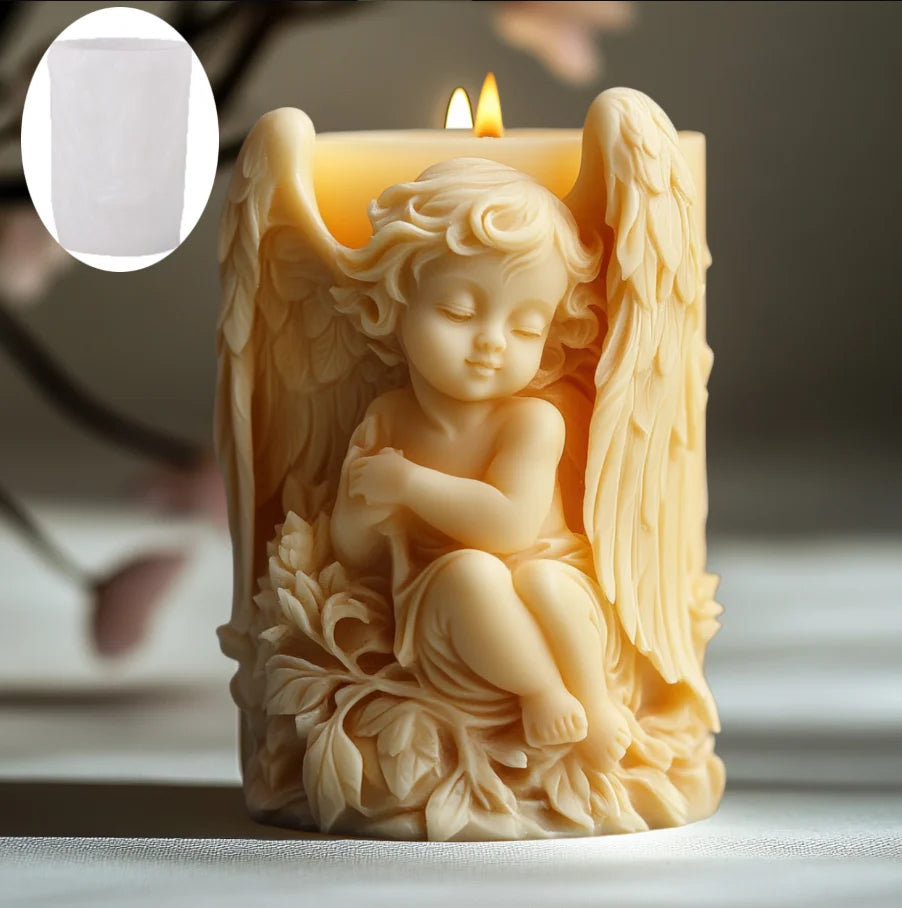 Prayer Angel Candle Silicone Mold More Than Love Angel Boy, Bright God Son Sitting Angel Resin Gypsum Molds New Year Easter Gift