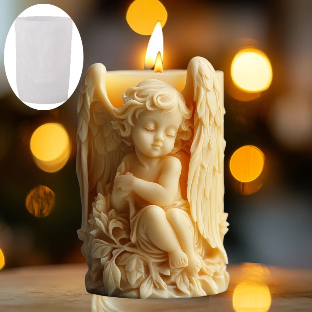 Prayer Angel Candle Silicone Mold More Than Love Angel Boy, Bright God Son Sitting Angel Resin Gypsum Molds New Year Easter Gift