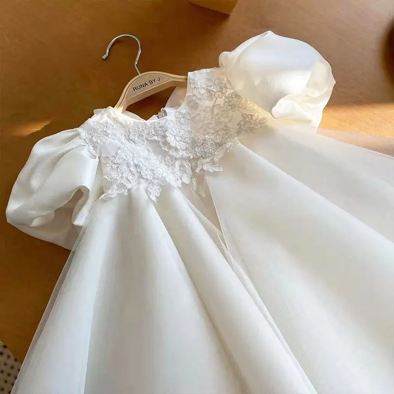 Elegant Dresses For Girls Christmas Solid Lace Girl Party Dress Princess Birthday Wedding New Year Costume Clothes 1-6T