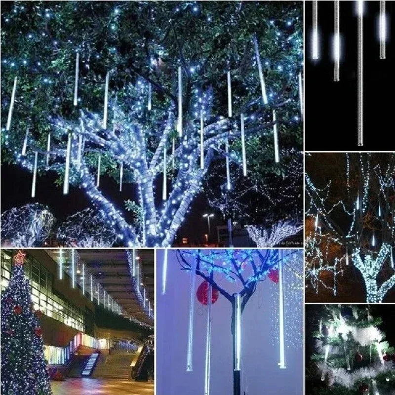 30/50cm 8 Tubes Meteor Shower Rain LED String Lights Christmas Tree Decorations Street Garland for Decor Noel New Year Navidad