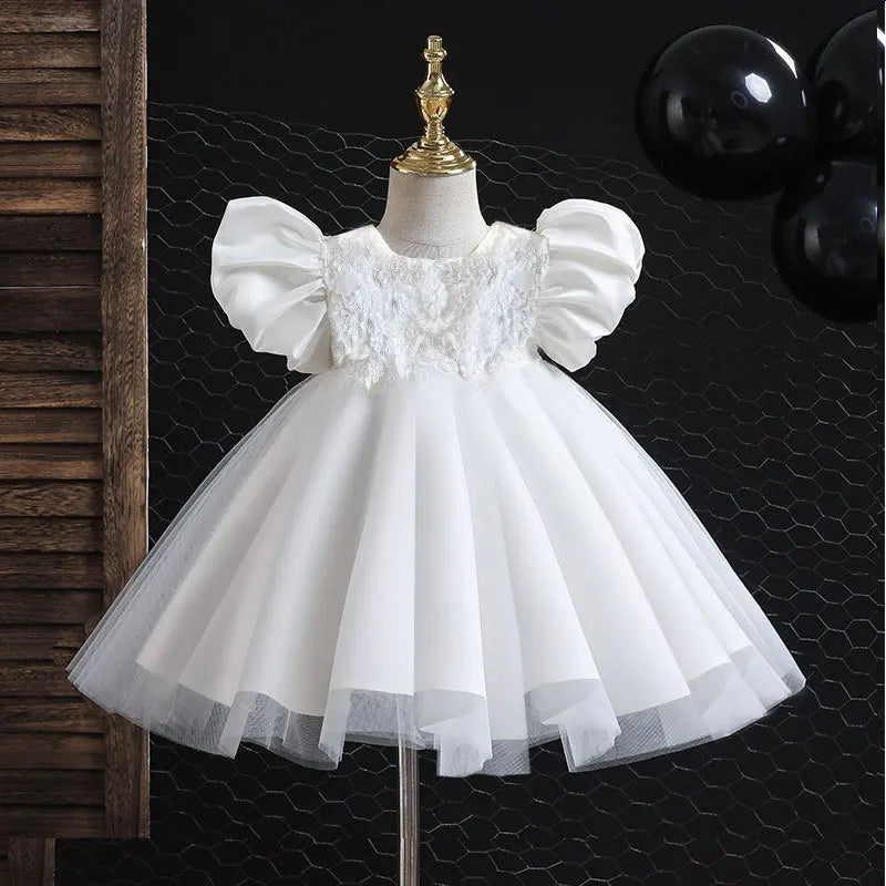 Elegant Dresses For Girls Christmas Solid Lace Girl Party Dress Princess Birthday Wedding New Year Costume Clothes 1-6T