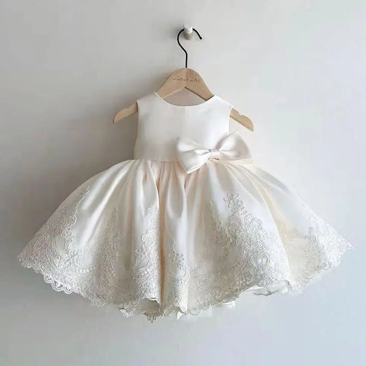 Elegant Dresses For Girls Christmas Solid Lace Girl Party Dress Princess Birthday Wedding New Year Costume Clothes 1-6T