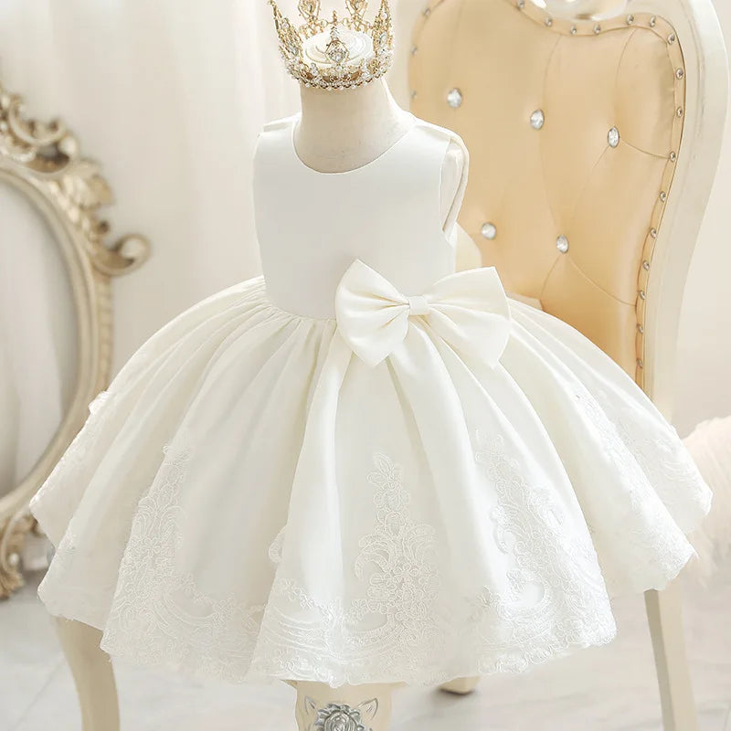 Elegant Dresses For Girls Christmas Solid Lace Girl Party Dress Princess Birthday Wedding New Year Costume Clothes 1-6T