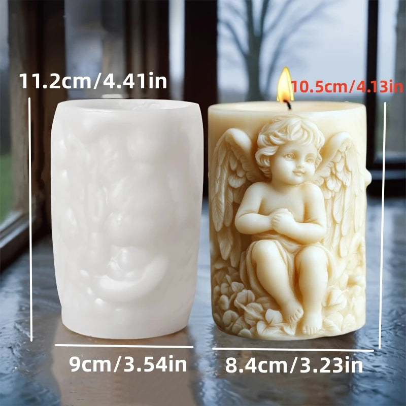 Prayer Angel Candle Silicone Mold More Than Love Angel Boy, Bright God Son Sitting Angel Resin Gypsum Molds New Year Easter Gift