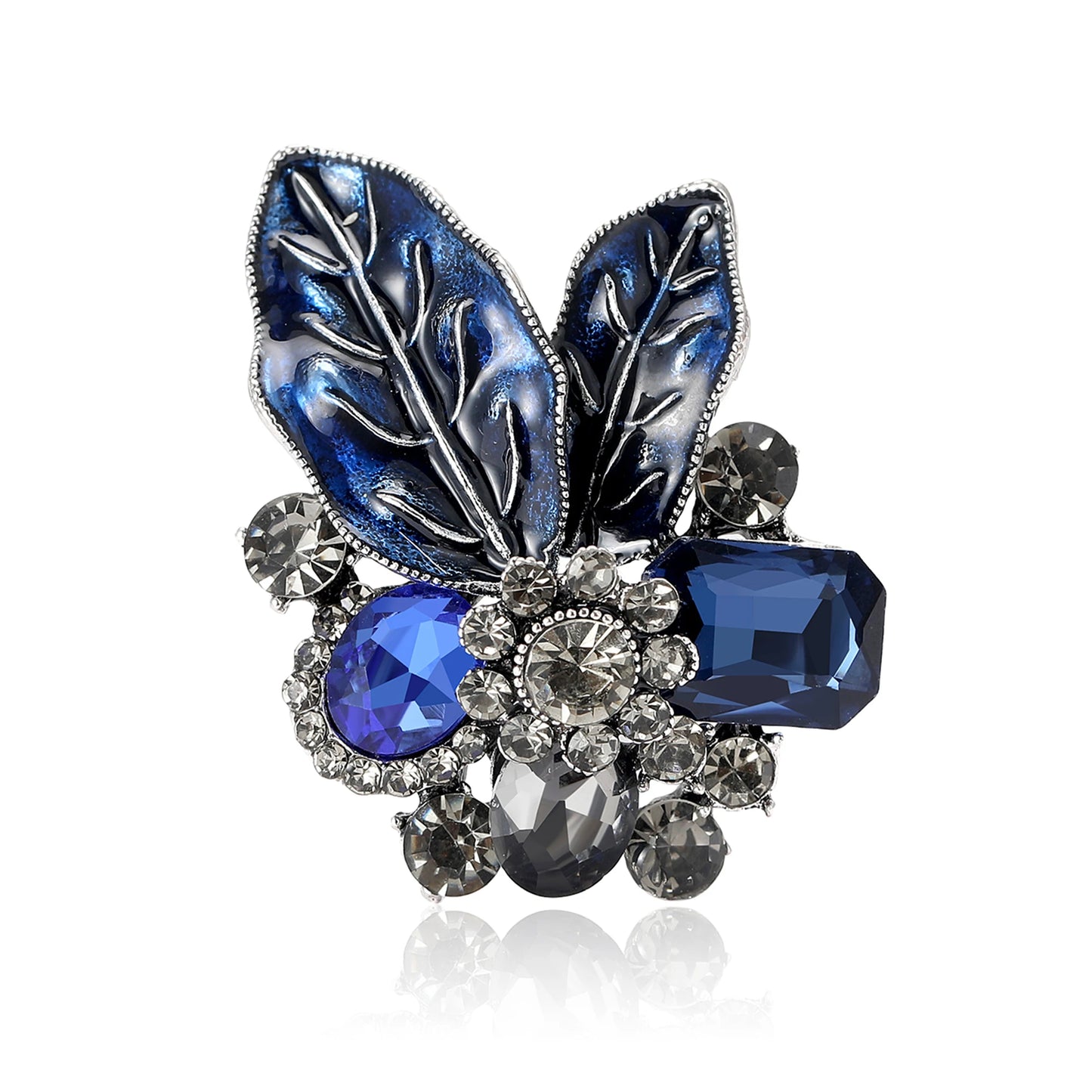 Beaut&Berry Luxury Crystal Leaf Brooches for Women Unisex Plant Pins Casual Party Accessories New Year Gifts Friends Decoration