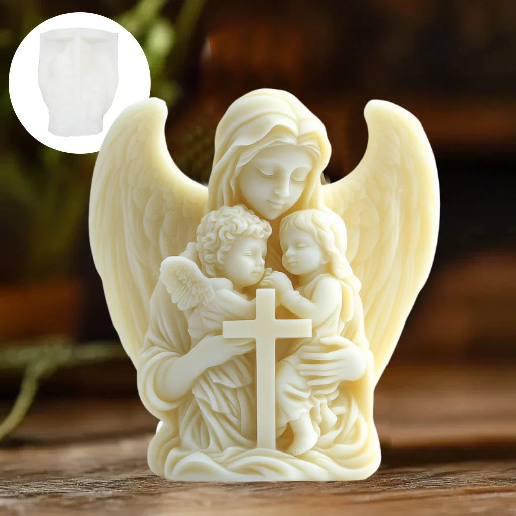 Prayer Angel Candle Silicone Mold More Than Love Angel Boy, Bright God Son Sitting Angel Resin Gypsum Molds New Year Easter Gift