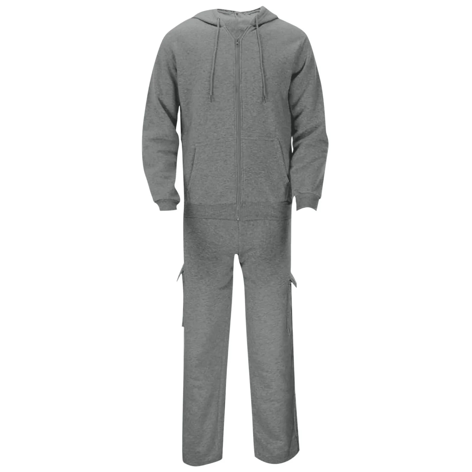 Mens Lightweight Track Suits Full Zip Hooded Sweatshirt Sets Matching Wide Leg Cargo Pants 2 Piece Outfit Dark Gray,Xl