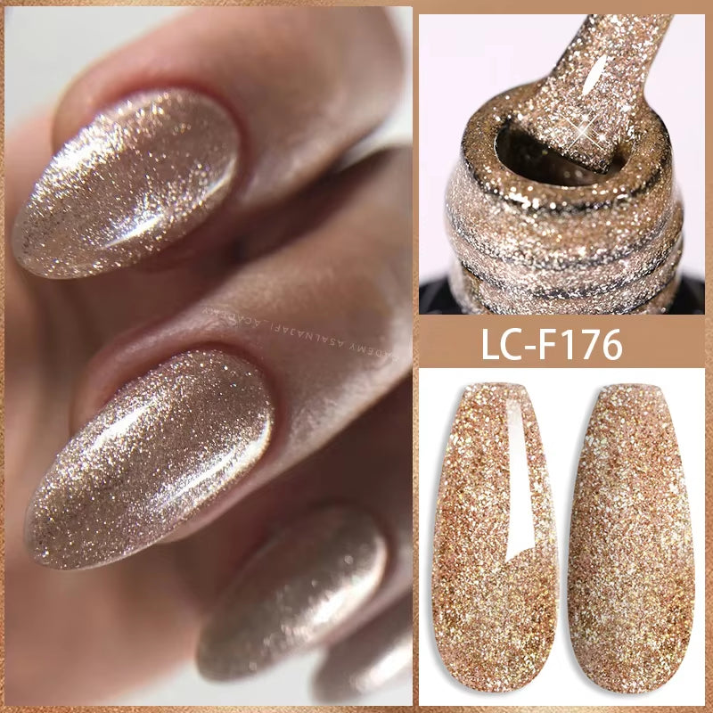 7ML Pink Glitter Nail Gel Polish Nude Natural Long Lasting Manicure Soak off UV LED Nail Art Base Top Coat Gel Varnish